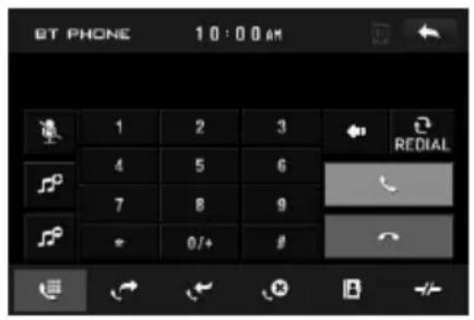 BT PHONE 10:00AM 1 2 3 4 5 6 7 8 9 0/+ # REDIAL