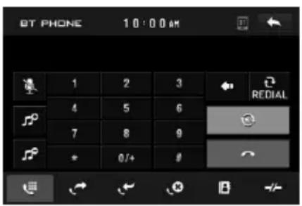 BT PHONE 10:00 AM 1 2 3 4 5 6 7 8 9 + 0/+ # REDIAL