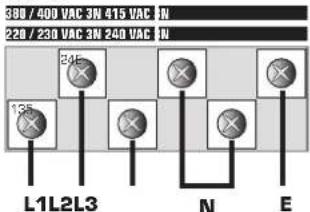 380 / 400 VAC 3N 415 VAC 220 / 230 VAC 3N 240 VAC 125 2015 L1L2L3 N E