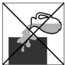 Simple line drawing of a spray bottle on a dark surface with two crossed lines (no text or symbols)