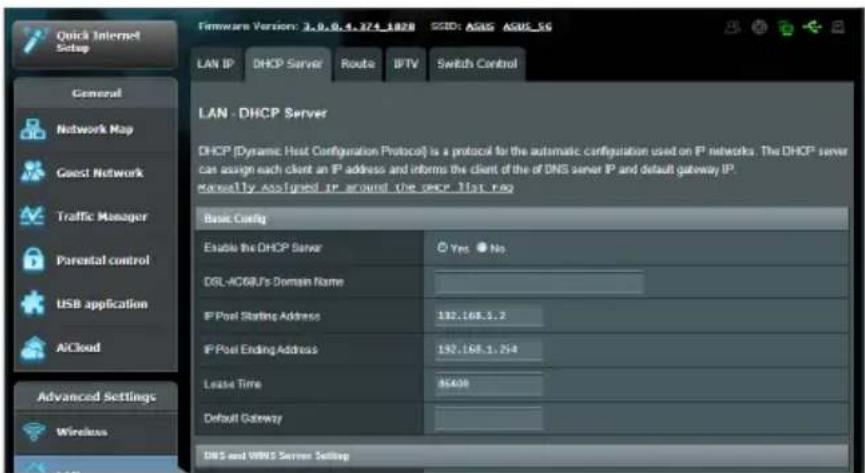 ASUS DSL-AC88U - Pour configurer le serveur DHCP : - 1