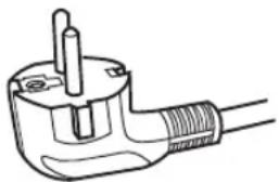 Line drawing of a U-shaped electrical plug with a screw and terminal (no text or symbols)