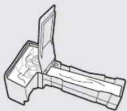 Line drawing of a mechanical component with an open lid and internal structure (no text or symbols)