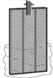 Diagram of a rectangular panel with horizontal lines and an upward arrow, no text or symbols present