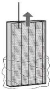 Diagram of a rectangular block with internal grid pattern and upward arrow, no text or symbols present.