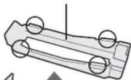 Technical line drawing of a mechanical component with circular features and a vertical line.