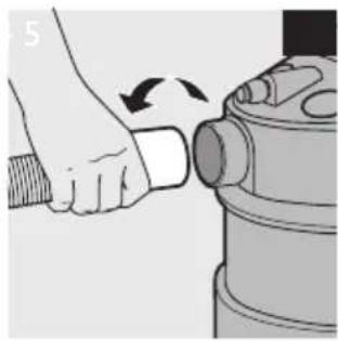 Illustration of a hand turning a pipe into a cylindrical device (no text or symbols visible).