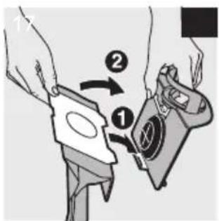 Diagram showing two steps of a device being handled, labeled with numbers 1 and 2 indicating sequence or operation.