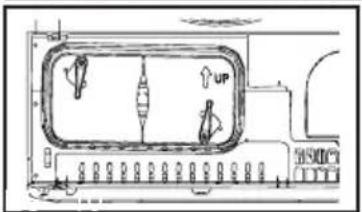 Technical diagram of a vehicle or parking area layout with directional indicators and labeled components