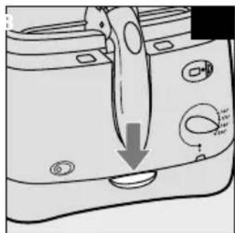 Diagram showing a kitchen appliance with a knife inserted, indicating a drop in the base area.