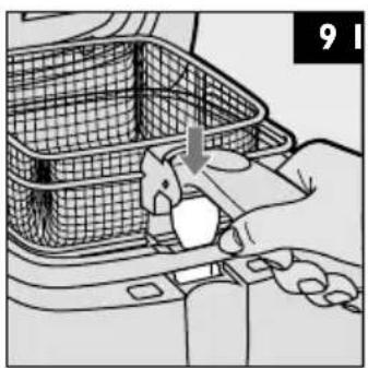 Illustration of a hand using a tool to clean food items inside a container (no text or symbols visible)