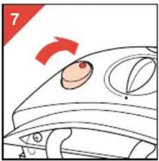 Diagram of a car interior showing a red arrow pointing to a circular object on the roof, with no visible text or symbols.