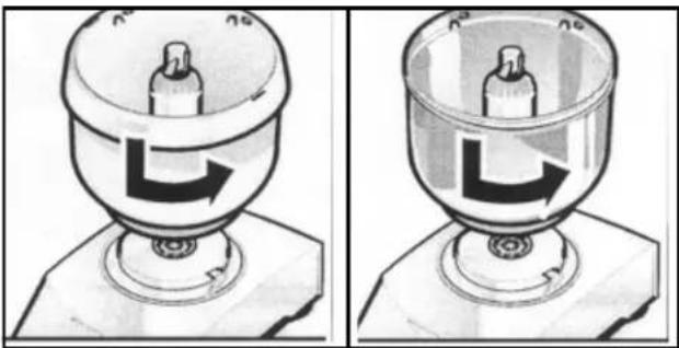 Two identical diagrams showing a mechanical component with arrows indicating direction, no text or symbols present.