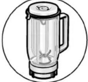Line drawing of a blender with visible blades and handle, enclosed in a circular frame (no text or symbols)