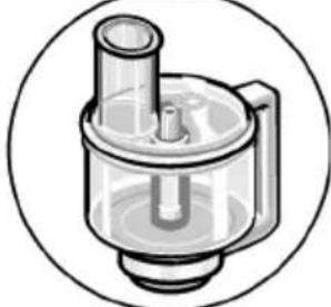 Cross-sectional illustration of a mechanical device with cylindrical and rectangular components, enclosed in a circular frame (no text or symbols)