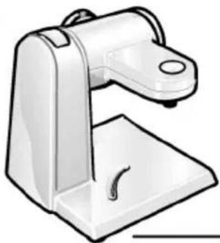 Illustration of a handheld electronic device with a base and handle (no text or symbols)