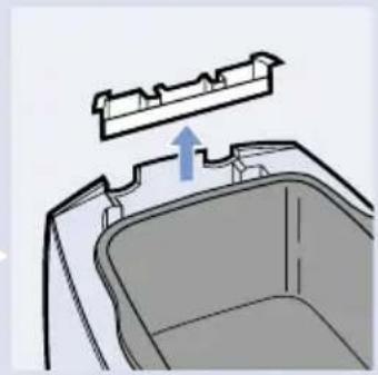 Diagram of a mechanical component with an arrow indicating upward motion, no text or symbols present