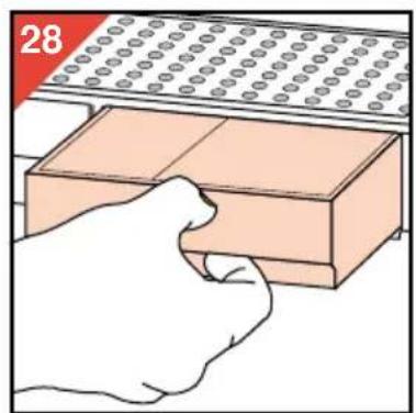 Illustration of a hand pressing down on a wooden box with a grid-patterned top panel (no text or symbols)