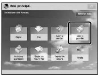 Menú principal Seleccione una función Copiar Fax Escanear y enviar Escanear y guardar Archivos guardados Bandeja de salida/1-Fax Impresión segura Ayuda