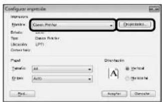 CANON ImageRUNNER ADVANCE C5250 - Visualización de la pantalla de propiedades del controlador de impresora - 1
