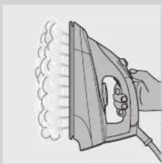 Illustration of a hand using a steam iron to burn or smoke (no text or symbols)