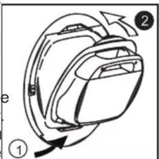 Diagram of a backpack with labeled parts and directional arrows indicating motion or movement