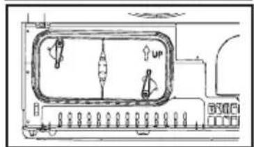 Architectural site plan showing room layout with labeled features like 'UP' and directional indicators