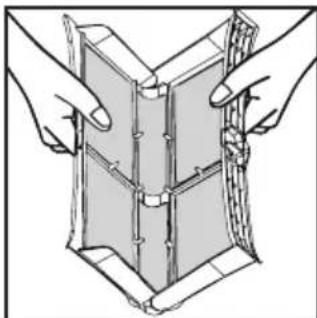 Illustration of two hands holding a folded or layered object, no text or symbols present