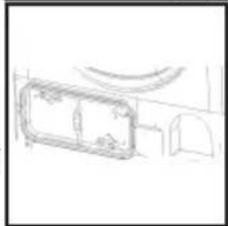 Simple line drawing of a rectangular object with curved lines above it, no text or symbols present.