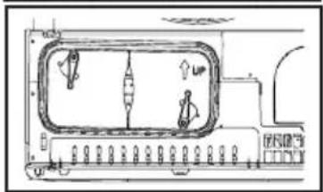 Technical diagram of a vehicle or parking area layout with labeled components and directional arrows indicating movement or movement.