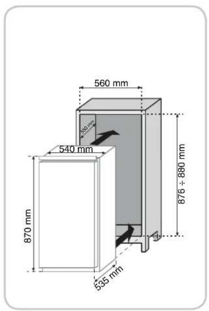 560 mm 540 mm 870 mm 876 ÷ 880 mm 535 mm