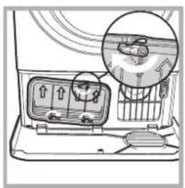 Diagram of a refrigerator interior with a magnified view of the window (no text or symbols)