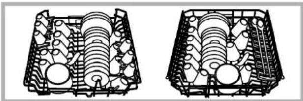 INDESIT IDL 500 S - Exemples de chargement du panier supérieur - 1