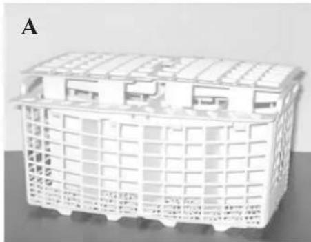 3D wireframe model of a rectangular container with grid patterns and cutouts (no text or symbols visible)