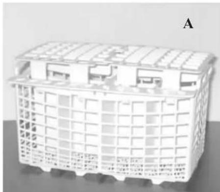 3D model of a white plastic crate with grid pattern and labeled section A (no text or symbols on the structure itself)