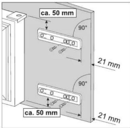 ca. 50 mm 90° 21 mm 90° ca. 50 mm 21 mm