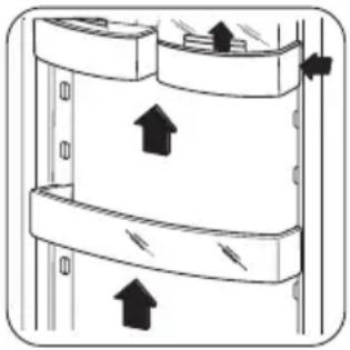 Diagram of a multi-layered storage or rack system with directional arrows indicating flow or movement (no text or symbols)