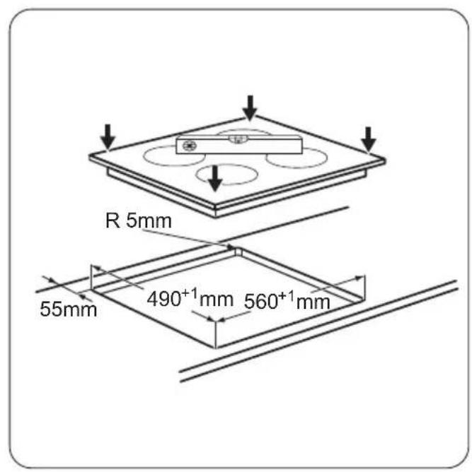R 5mm 55mm 490⁺¹mm 560⁺¹mm