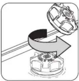 Mechanical assembly diagram showing a gear and rotating component (no text or symbols)