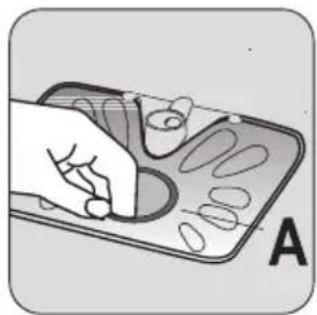 Illustration of a hand holding a tablet with abstract shapes and a label 'A' (no text or symbols on the diagram itself)