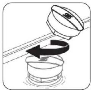 Diagram showing a mechanical component being lifted by a rotating arrow, with no visible text or symbols.