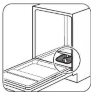 Line drawing of a device with an inset showing a close-up of a component (no text or symbols)