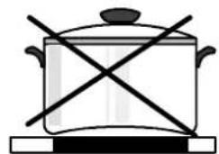 Simple line drawing of a cooking pot with crossed x's lines (no text or symbols).