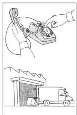 Illustration showing hands operating a handheld device and a truck with equipment (no text or symbols).