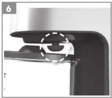 Close-up of a mechanical component with a circular feature and dashed line indicating rotation (no text or symbols)