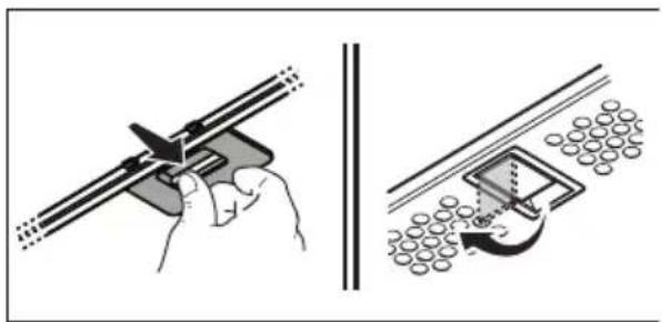 Illustration showing a hand using a tool to adjust a mechanical component and a close-up of a mechanical assembly with rotating parts (no text or symbols).