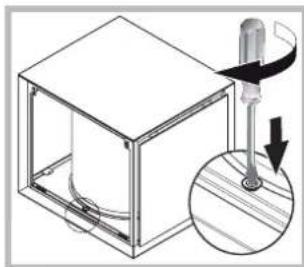 Diagram of a mechanical device with a rotating arm and a magnified inset showing a circular feature.