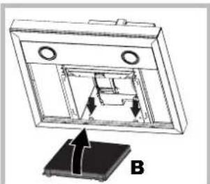 Technical diagram of a mechanical assembly with labeled component B.