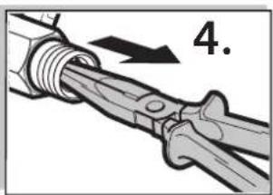 Mechanical assembly diagram showing a pipe joint with a directional arrow and label '4.' (no text or symbols on the diagram itself)