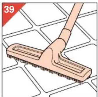 Illustration of a hand using a broom to clean or store floor tiles (no text or symbols)